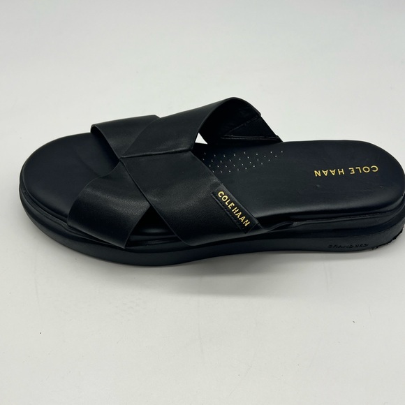 Cole Haan - Grandpro Rally Criss Cross Slide Black Leather Sandal Size 9 - Picture 11 of 15